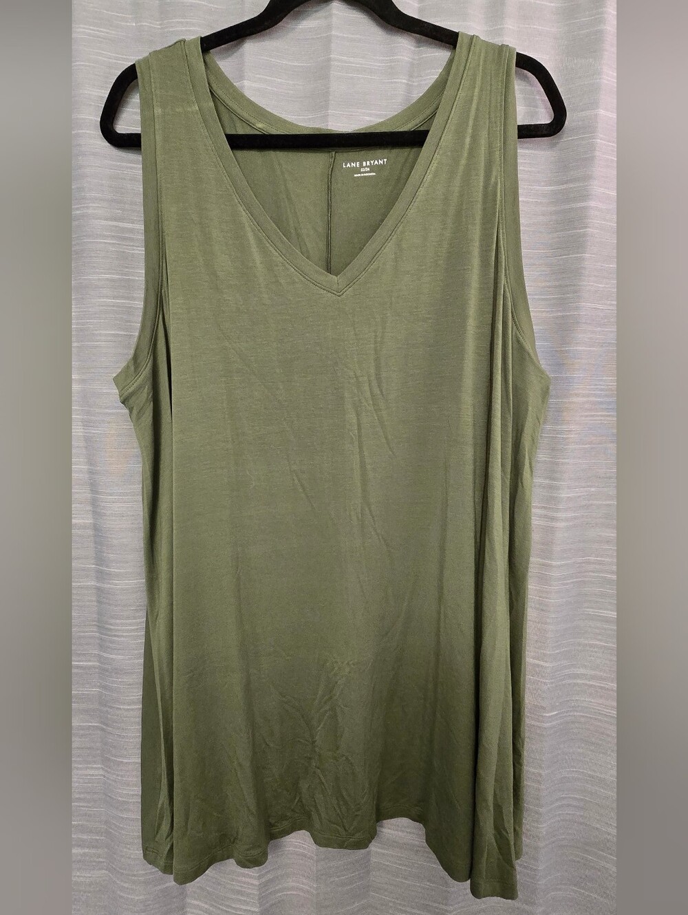 Lane Bryant Olive V-Neck Tank Top